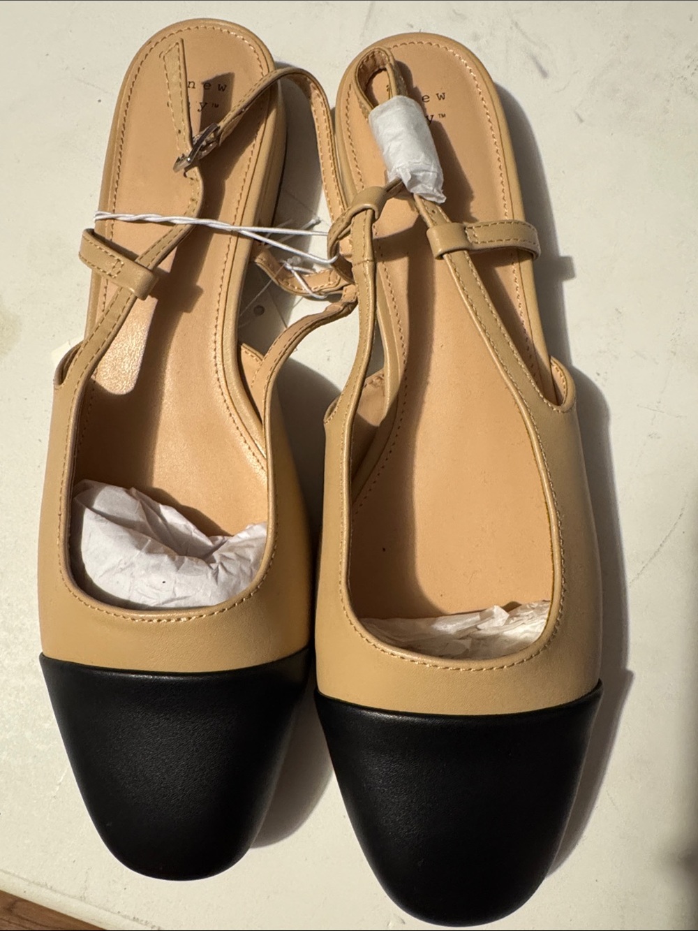 A New Day sz 11 black and beige sling backs